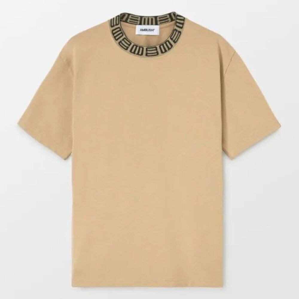 Ambush Monogram RIB Collar T-shirt Size Medium Peach Quartz